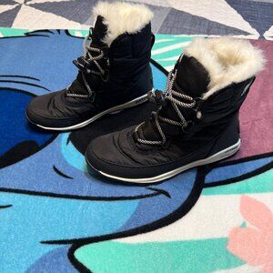 Sorel Whitney black and white short lace boots